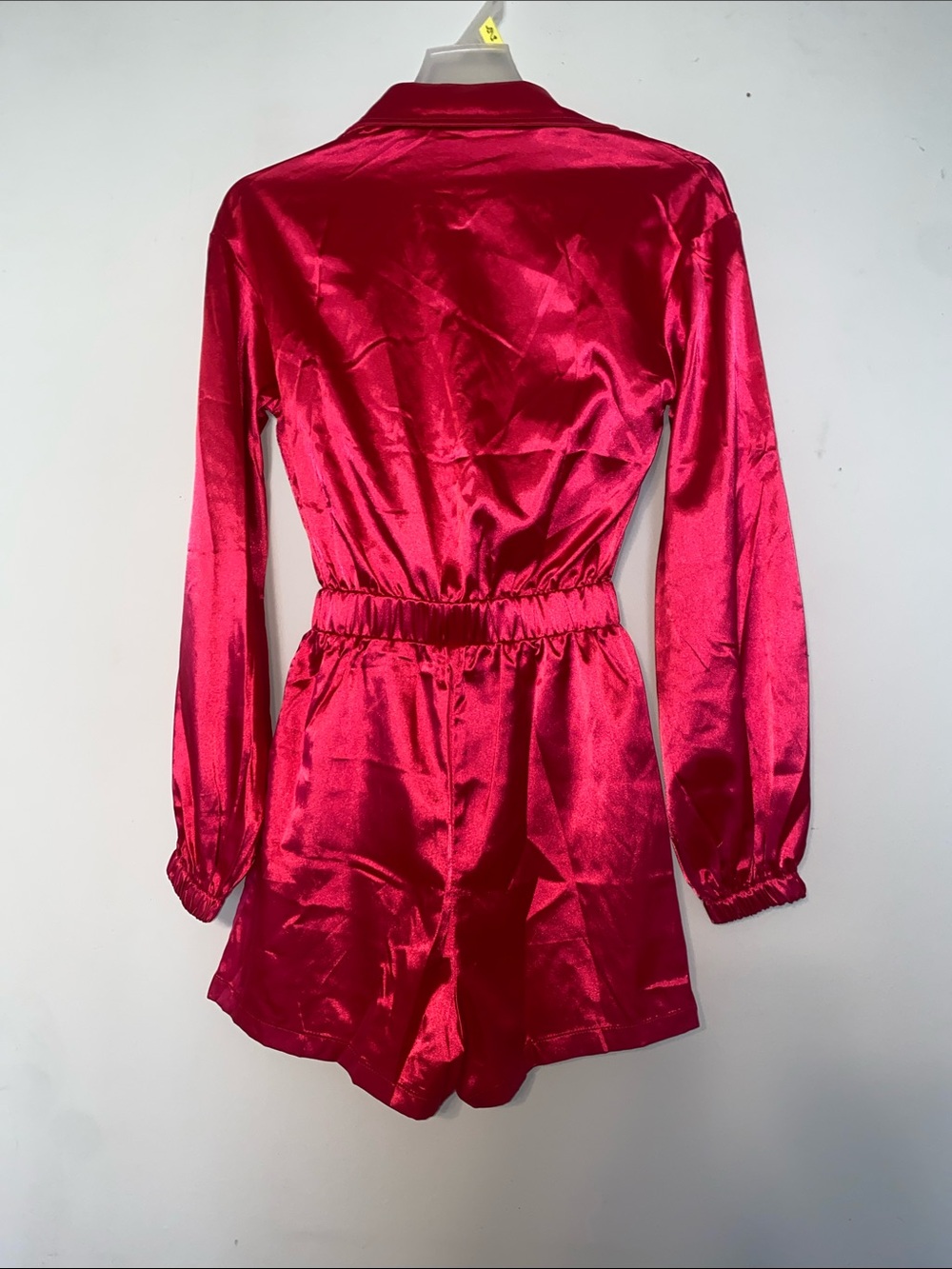 SHEIN Shiny Pink Button-Up Romper - Picture 4 of 4